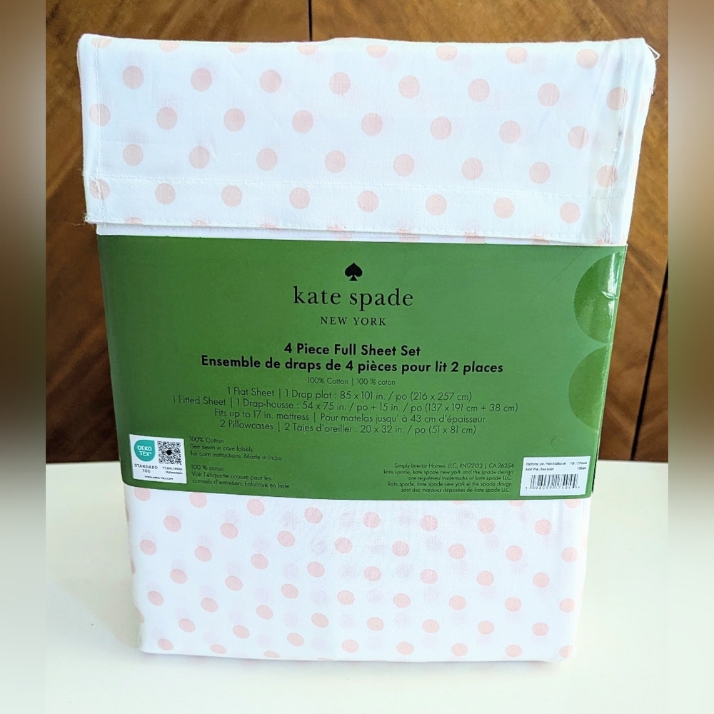 NEW Kate Spade Ballet Pink Dot Full Sheet Set